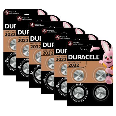 6x Duracell Knopfzelle Lithium CR2032 DL2032 3V Batterien 4er Blister
