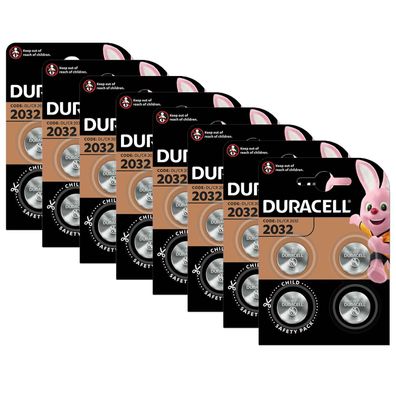 8x Duracell Knopfzelle Lithium CR2032 DL2032 3V Batterien 4er Blister