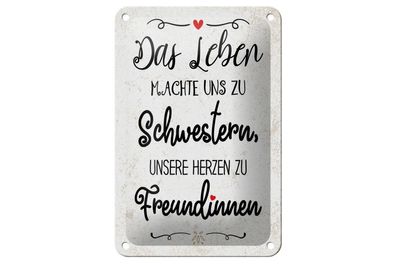 Blechschild Schwestern unsere Herzen machen uns zu Freundinnen, 3 verschied. Größen