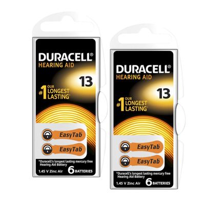 2x Duracell Batterien 13 Hörgerätbatterien Zinc Air 1,45V Activair 6er Blister