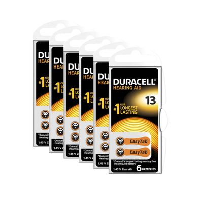 6x Duracell Batterien 13 Hörgerätbatterien Zinc Air 1,45V Activair 6er Blister