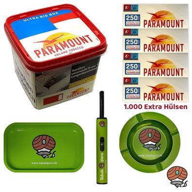 Paramount Volumentabak Ultra Big Box 480g, Extra Hülsen, Tablett, Metallascher