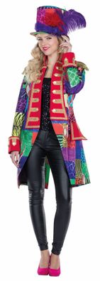 Kostüm Multi-Patch bunte Jacke Damen Gr.36 Frack Zirkus Patchworkjacke Karneval