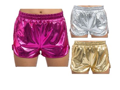 Metallic Shorts Festival Hot Pants glänzend Damen Party Hose Disko Karneval