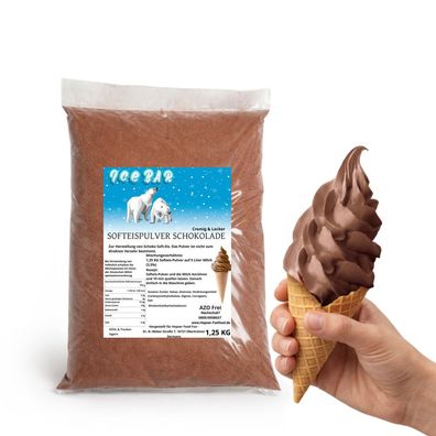 IceBär Softeis Pulver Schokolade 1,25 kg für Softeismaschine 1:5 Mischung