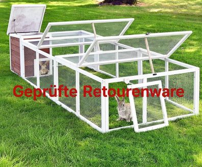 Freilauf Auslauf Freilaufgehege mit Stall Hasenstall Kaninchenstall Meerschweinchen