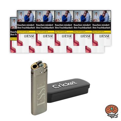 ESSE RED 100er Superslim Zigaretten, 10x20 Stück + ESSE Feuerzeug