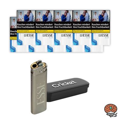 ESSE BLUE 100er Superslim Zigaretten, 10x20 Stück + 1 ESSE Feuerzeug