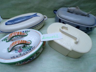 alte Keramik Fischtopf Heringstopf Terrine Deckeldose Schramberg Carstens 1930