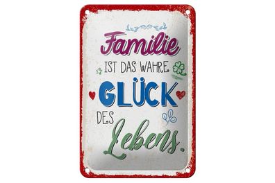 Blechschild Familie ist das wahre Glück des Lebens, 3 verschied. Größen