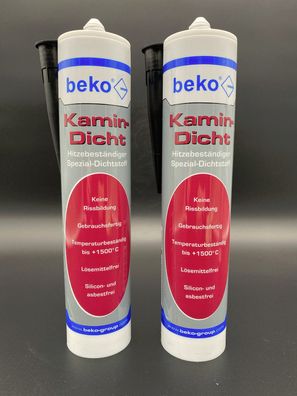 2x beko Kamin Dicht 310ml schwarz hitzebeständige Dichtmasse bis 1500 °C