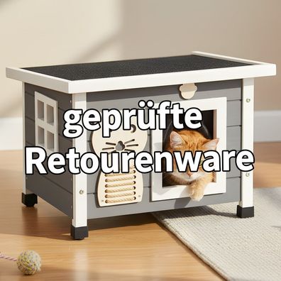 Katzenvilla Katzenhütte Katzenhaus Katzenbox Katzenhöhle Grau Weiss