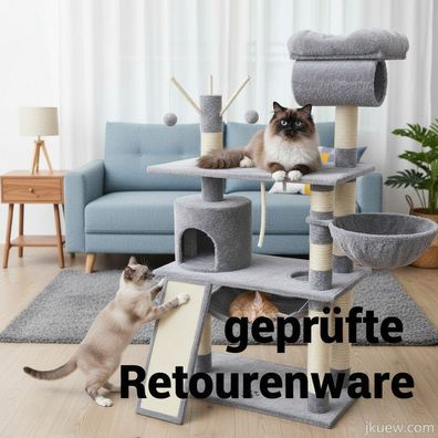 Kletterbaum Katzenbaum Katzenkratzbaum Katzen Emma Hell Grau