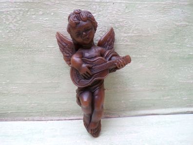 alte Engel Putte Figur Wachs mit Instrument Gitarre ca 12cm