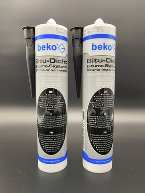 2x beko Bitu-Dicht 1K Bitumendichtmasse 310ml schwarz Dachtdicht Bitumenkleber