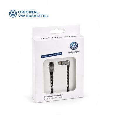 Original VW Anschlusskabel Ladekabel USB-C - Micro-USB Premium 30cm 000051446AB