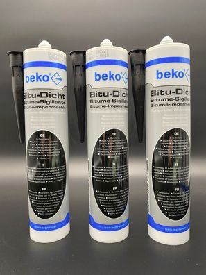 3x beko Bitu-Dicht 1K Bitumendichtmasse 310ml schwarz Dachtdicht Bitumenkleber