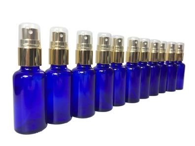10 x Blauglasflasche 30 ml mit DIN18 Gewinde & Deckel