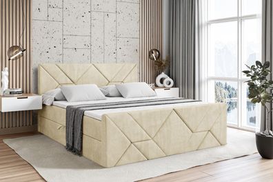 Boxspringbett mit Matratze, Boxbett, Topper, Polsterbett mit Bettkasten BARWA-Z