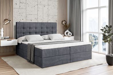 Boxspringbett mit Matratze, Topper, Polsterbett mit Bettkasten BERO