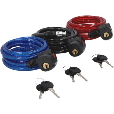 SET 3x Fischer Spiralschloss 180cm Schlüssel Kabelschloss Fahrradschloss E-Bike