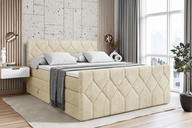 Boxspringbett mit Matratze, Topper, Polsterbett mit Bettkasten CATOR-Z KING
