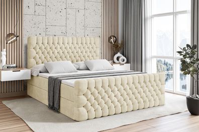 Boxspringbett mit Matratze, Boxbett, Topper, Polsterbett mit Bettkasten SERENE-Z