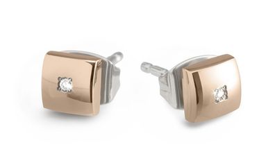 Boccia Titanohrstecker rosévergoldet mit Diamant 05050-04