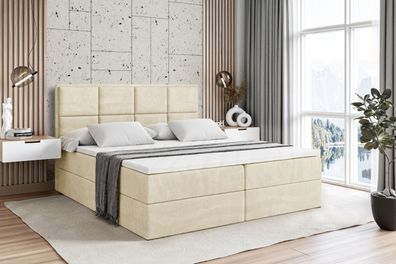 Boxspringbett mit Matratze, Boxbett, Topper, Polsterbett mit Bettkasten NOVA