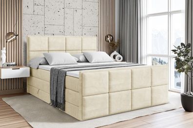 Boxspringbett mit Matratze, Topper, Polsterbett mit Bettkasten NOVA-Z KING
