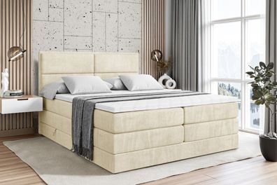 Boxspringbett mit Matratze, Topper, Polsterbett mit Bettkasten AURA KING
