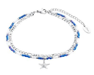 S. Oliver Fußkettchen Edelstahl blau-weiss 2034577