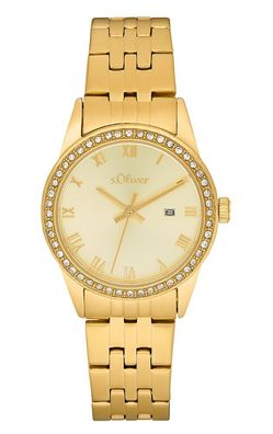 S. Oliver Damenuhr Edelstahl IP Gold 2033564