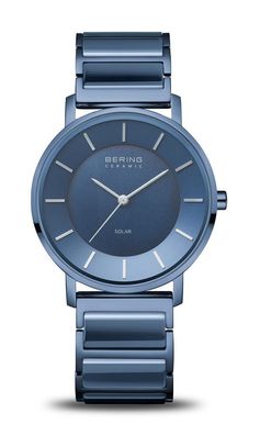 Bering Solar Damenuhr Keramik blau 19535-797