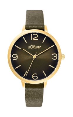 S. Oliver Damenuhr Lederband oliv 2036549