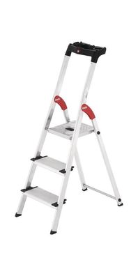 Stufenstehleiter L80 Comfortline 3 Stufen Aluminium Gesamthöhe 1380 mm Tragfähigkeit