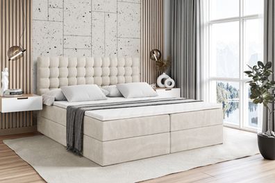 Boxspringbett mit Matratze, Topper, Polsterbett mit Bettkasten VIONE