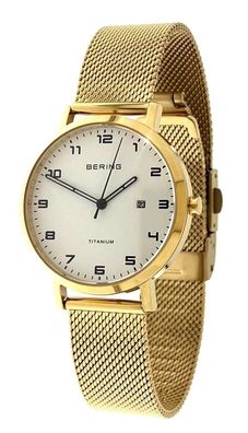Bering Damen Titan Armbanduhr goldfarben 18634-334