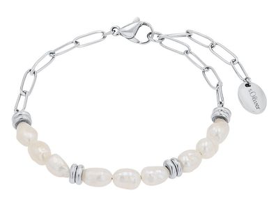 S. Oliver Edelstahl Damen Armband Süßwasserzuchtperle 2039728 SOJ-0219-B-50