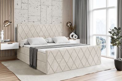 Boxspringbett mit Matratze, Topper, Polsterbett mit Bettkasten LEPARO-Z