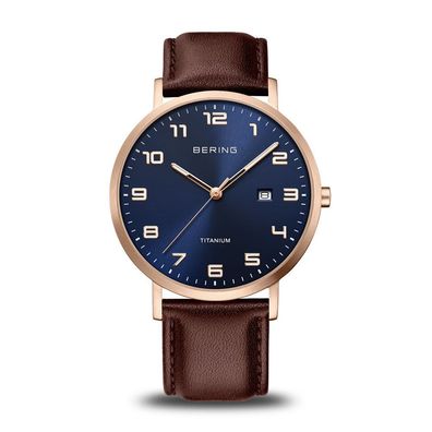 Bering Herrenuhr Titan Lederband 18640-569