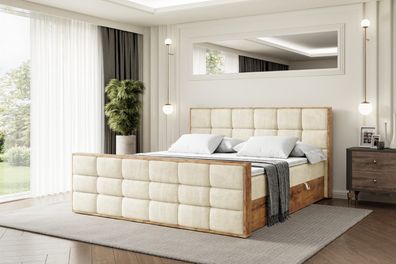 Boxspringbett mit Matratze, Boxbett, Topper, Polsterbett mit Bettkasten LOLLI2-Z