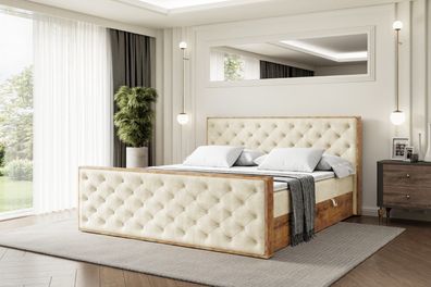 Boxspringbett mit Matratze, Boxbett, Topper, Polsterbett mit Bettkasten LOLLI3-Z