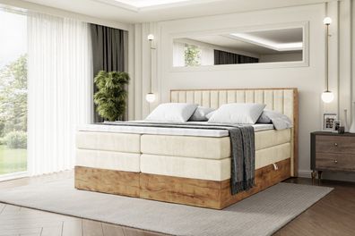 Boxspringbett mit Matratze, Topper, Polsterbett mit Bettkasten LOLLI4 KING