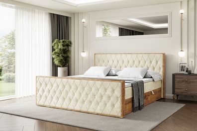 Boxspringbett mit Matratze, Boxbett, Topper, Polsterbett mit Bettkasten LOLLI5-Z