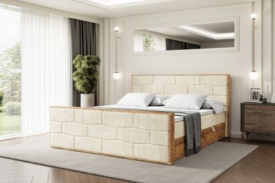Boxspringbett mit Matratze, Boxbett, Topper, Polsterbett mit Bettkasten LOLLI8-Z