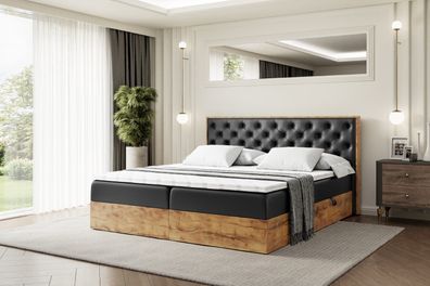 Boxspringbett mit Matratze, Boxbett, Topper, Polsterbett mit Bettkasten LOLLI3