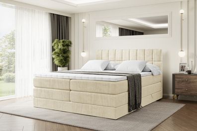 Boxspringbett mit Matratze, Topper, Polsterbett mit Bettkasten MIAMI KING