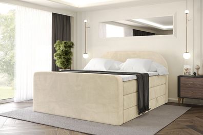 Boxspringbett mit Matratze, Topper, Polsterbett mit Bettkasten NOX-Z KING