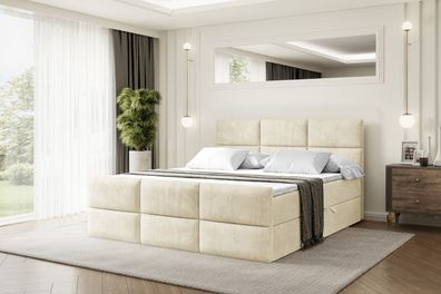 Boxspringbett mit Matratze, Boxbett, Topper, Polsterbett mit Bettkasten OHIO-Z